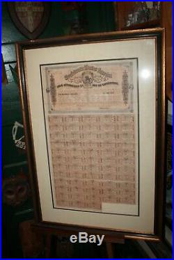 1864 Framed Matted Confederate States of America $500 Bond Civil War Coupons