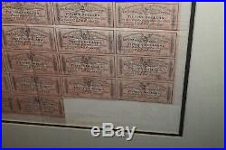 1864 Framed Matted Confederate States of America $500 Bond Civil War Coupons