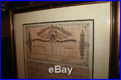 1864 Framed Matted Confederate States of America $500 Bond Civil War Coupons