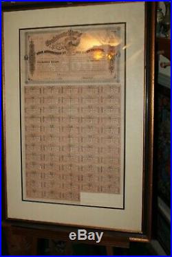 1864 Framed Matted Confederate States of America $500 Bond Civil War Coupons