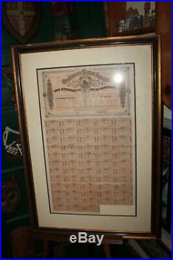 1864 Framed Matted Confederate States of America $500 Bond Civil War Coupons