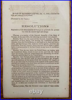 1864 Georgia CIVIL War Confederate States Of America Resolutions Confederacy Gov