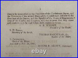 1864 Georgia CIVIL War Confederate States Of America Resolutions Confederacy Gov