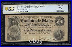 1864. PCGS VF-25. $500 Confederate Civil War Currency (290-410)