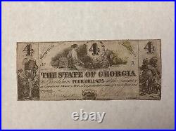 1864 State of Georgia $4 Civil War Confederate Banknote cd