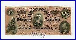 1864 T-65 $100 The Confederate States of America Note CIVIL WAR Era