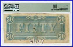 1864 T-66 $50 The Confederate States of America Note CIVIL WAR Era PMG VF 30