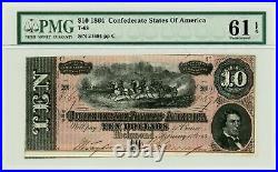 1864 T-68 $10 The Confederate States of America Note CIVIL WAR Era PMG 61 EPQ