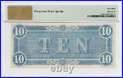 1864 T-68 $10 The Confederate States of America Note CIVIL WAR Era PMG 63 EPQ