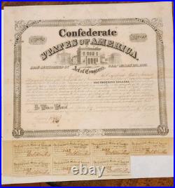 1865 Civil War Bond $1000 Confederate States of America CSA Issued April 1893