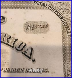 1865 Civil War Bond $1000 Confederate States of America CSA Issued April 1893