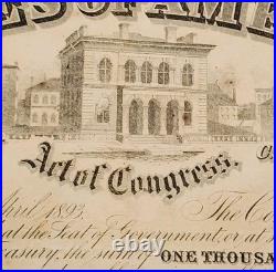 1865 Civil War Bond $1000 Confederate States of America CSA Issued April 1893