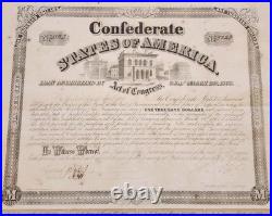 1865 Civil War Bond $1000 Confederate States of America CSA Issued April 1893