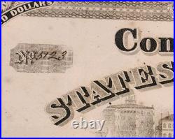 1865 Civil War Bond $1000 Confederate States of America CSA Issued April 1893