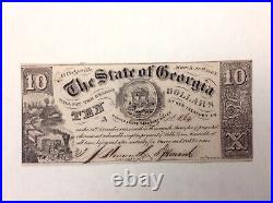 1865 State of Georgia $10 Civil War Confederate Banknote UNC cd