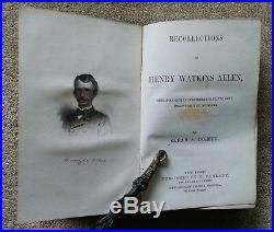 1866 VG 1st Recollections of Henry Allen Watkins Confederate General Civil War