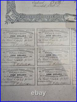 1869 Confederate States Of America Civil War Bond No. 1022