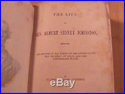 1878 Life Of General Albert Sidney Johnston Confederate CIVIL War Texas Indian
