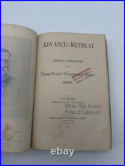 1880 Advance and Retreat J B Hood 1st Edition Civil War Confederate Maps Leather 1880 Advance and Retreat J B Hood 1st Edition Civil War Confederate Maps Leather