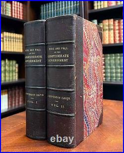 1881 1stED The RISE AND FALL of the CONFEDERATE Government CIVIL WAR Leather