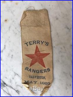 1882 Terry's Texas Rangers Reunion Ribbon Civil War Galveston Confederate Rare