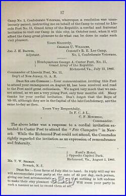 1884 Veterans YANKEE & REBEL Civil War CONFEDERATE Soldier GAR Camp ROBERT E LEE
