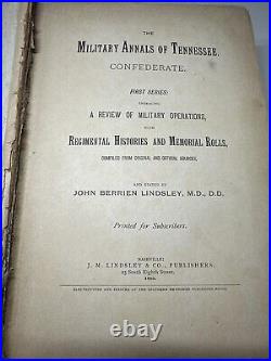 1886 MILITARY ANNALS OF TENNESSEE Confederate CSA Antique CIVIL WAR Illus