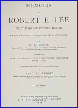 1887 Confederate ROBERT E LEE MEMOIRS Civil War General C. S. A. History SOUTHERN