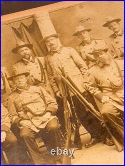 1890s CONFEDERATE VETERANS Civil War UCV Gun Rifle Men Man Large Framed PHOTO