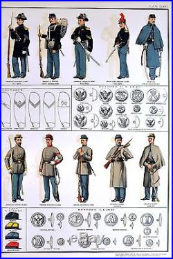 1891 Antique Print Civil War Uniforms Confederate Union Officers Soldiers Rare