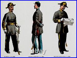 1891 Civil War Print Union Confederate Soldiers Military Dress Uniforms Insignia