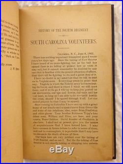1892 1st Ed. Confederate Memoirs History South Carolina 4th Regiment Civil War