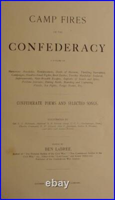 1898 Camp Fires CONFEDERATE HISTORY OF THE CIVIL WAR Confederacy SOUTHERN AUTHOR