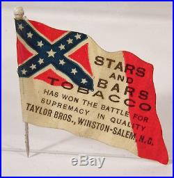 1905 Stars & Bars Tobacco Diecut Celluloid Advertising Pin Confederate CIVIL War