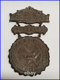 1906 UCV United Confederate Veterans Reunion New Orleans Delegate Badge Medal
