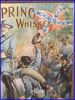 1911 Deep Spring Whiskey Poster Robert E. Lee & Confederate Soldiers Civil War