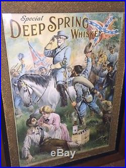 1911 Deep Spring Whiskey Poster Robert E. Lee & Confederate Soldiers Civil War