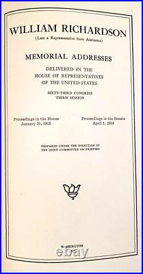 1915 CONFEDERATE CIVIL WAR VETERAN Memorial Addresses, Alabama Congressman, Judge