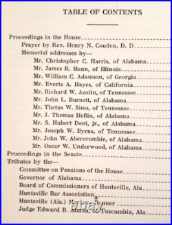1915 CONFEDERATE CIVIL WAR VETERAN Memorial Addresses, Alabama Congressman, Judge