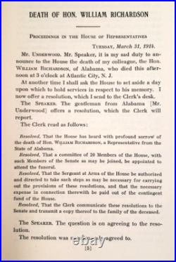 1915 CONFEDERATE CIVIL WAR VETERAN Memorial Addresses, Alabama Congressman, Judge