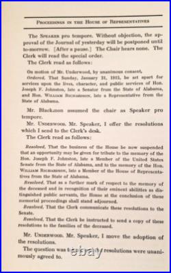 1915 CONFEDERATE CIVIL WAR VETERAN Memorial Addresses, Alabama Congressman, Judge