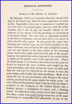 1915 CONFEDERATE CIVIL WAR VETERAN Memorial Addresses, Alabama Congressman, Judge