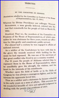 1915 CONFEDERATE CIVIL WAR VETERAN Memorial Addresses, Alabama Congressman, Judge