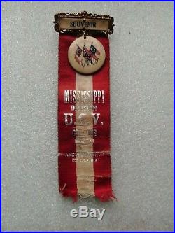 1916 Columbus Mississippi Ucv Confederate Veteran CIVIL War Reunion Ribbon