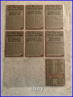 1962 Topps CIVIL WAR NEWS Complete Card SET 1-88 Plus 4 Confederate Notes VG
