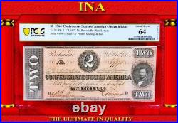 $2 1864 Confederate T-70 PF-5 Obsolete US Civil-War PCGS 64 Details Full Frame $2 1864 Confederate T-70 PF-5 Obsolete US Civil-War PCGS 64 Details Full Frame