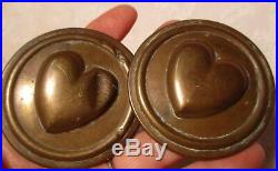 2 CIVIL WAR Heart Horse Brass Bridle Rosettes Confederate Military Officer 1850