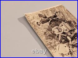 (2) Civil War CDV Photographs Mathew Brady Album Gallery Servant Confederate Gun