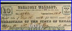 $20 1863 Texas Treasury Warrant Confederate Banknote Civil War Note PMG Ch AU 58