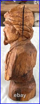 28 Civil War Confederate Soldier Sculpture Hand Carved Wood Bust Vtg Folk Art